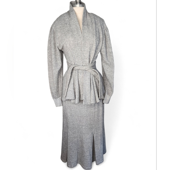 Norma Kamali Dresses & Skirts - 1980s Norma Kamali Vintage Gray Sweatshirt Jacket Size L and Skirt SIze M